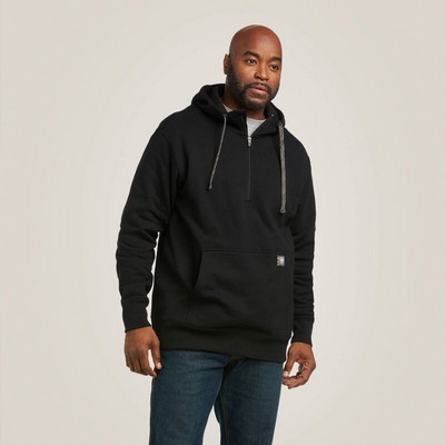 Ariat® Men's Black Rebar® Workman™ ¼ Zip Hoodie