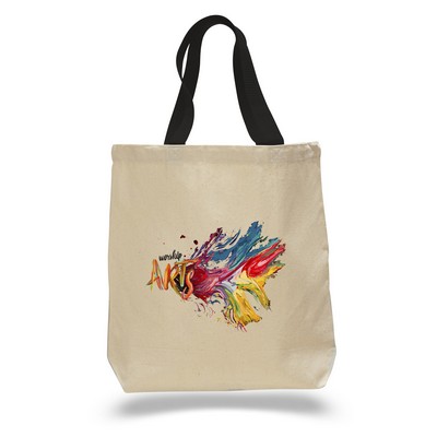 12 Oz. Natural Canvas Promo Bag w/ Bottom Gusset - Full Color Transfer (15"x15"x3")