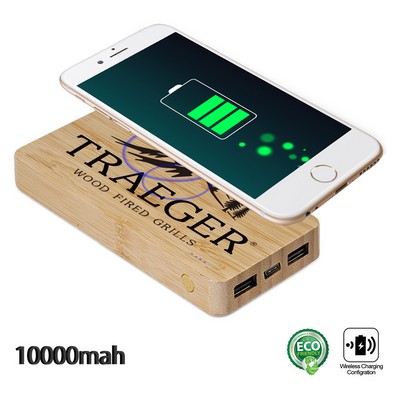 Eco-Friendly Bamboo 10W Fast Wireless Charger And 10000mAh Power Bank