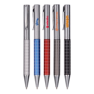 Checkered Metal Twist Action Pen