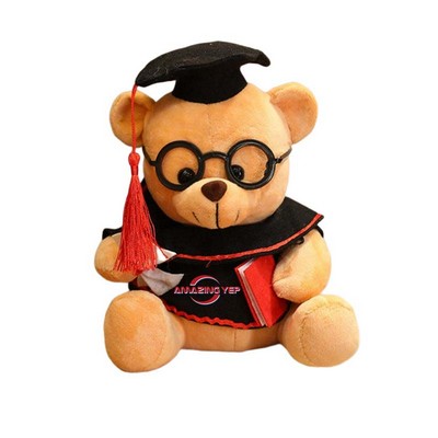 8.5" Short Plush Bear With Graduation Cap & Gown