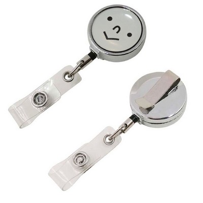 Zinc Alloy Big Logo Round Badge Reel Holder w/ Belt clip