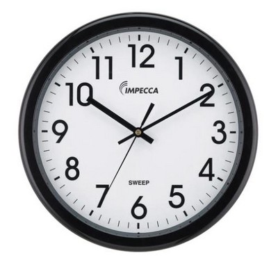 Impecca 12 Inch Quiet Movement Wall Clock Black