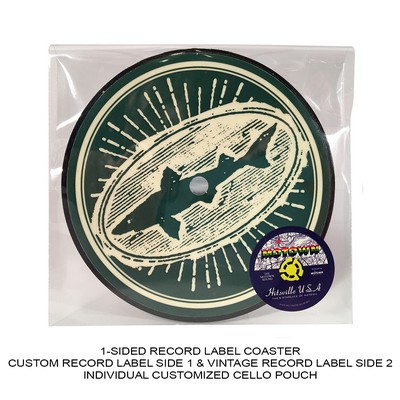 1-Sided Record Label Coasters - Set of 1 - Custom Cello Pouch (Label on Front)