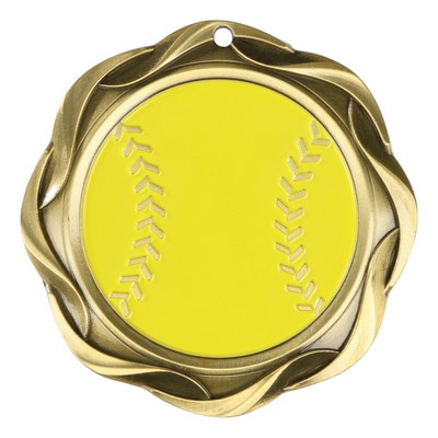 Fusion Medal - Softball - Antique Gold, "