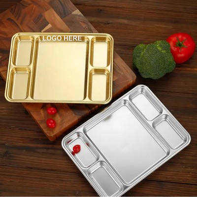 Stainless Steel Rectangular Divided Dinner Tray