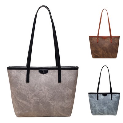 PU Leather Travel Shoulder Tote Bag