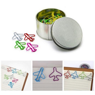 Take Flight with Style: Airplane Paper Clips in Sleek Tin