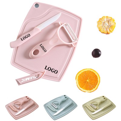 3Pcs Ceramic Fruit Knife Board Wet Household