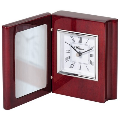 Rosewood Book Clock. 4.5" x 5.25"