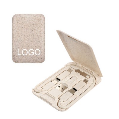 Eco Wheat Material Charging Cable Set Storage Box