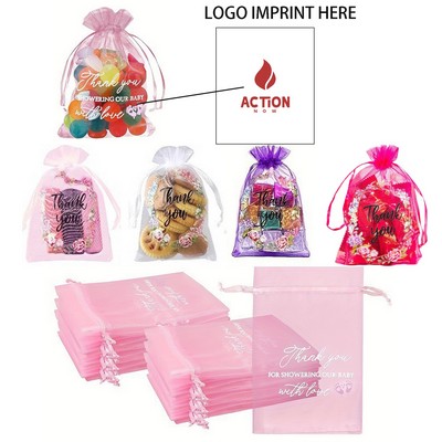 5 Pcs Drawstring Organza Candy Clear Pouch