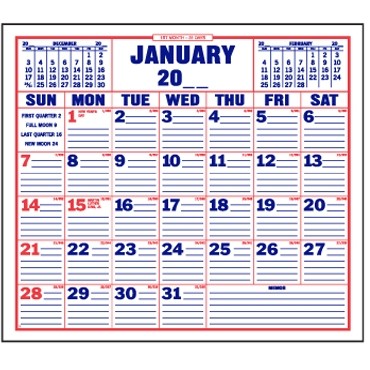 Large Size Memo 12 Sheet Stock Lined Calendar Pad