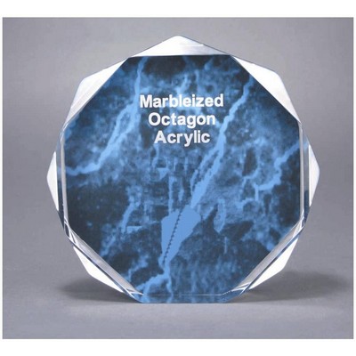 Octagon Acrylic Blue Marbleized Award - 6" Diameter