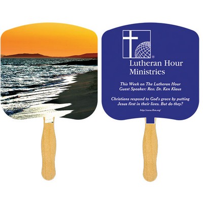 Religious Hand Fan/ Shoreline at Sunset