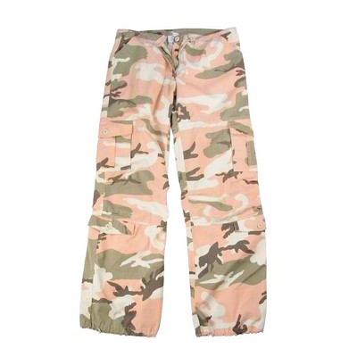 Women's Subdued Pink Camouflage Vintage Paratrooper Fatigue Pants (2XL)