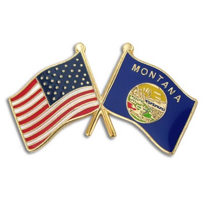 Montana & USA Crossed Flag Pin