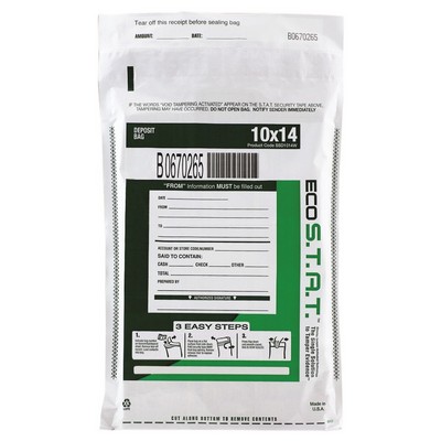 Eco Stat Cash, Evidence, Deposit, Security Bag (10" x 14")