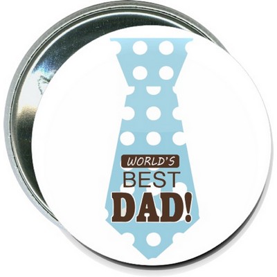 Fathers Day - Worlds Best Dad Tie - 2 1/4 Inch Round Button