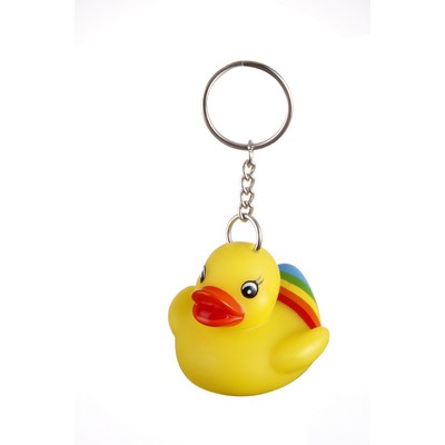 Rubber Rainbow Tail Duck Key Chain