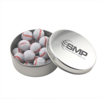 Round Tin w/Chocolate Baseballs