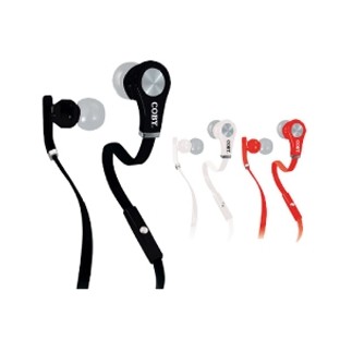 Stylish Tangle Free Flat Cable Stereo Earbuds w/Mic