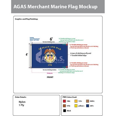 Merchant Marine Flags 4x6 foot