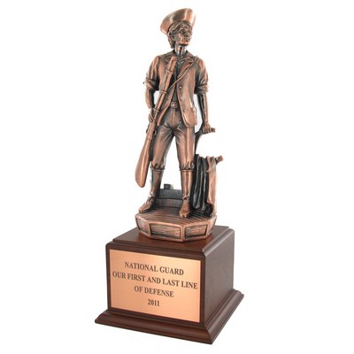 16" Electroplated Minuteman Trophy on Walnut Base