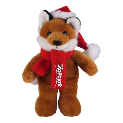 Soft Plush Stuffed Fox with Christmas Hat and Scarf