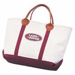 18"x12"x6" 18 Oz. Natural Canvas Leather Handle Boat Tote Bag