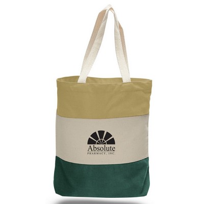 Forest/Natural/Beige Tri-Color Tote with Gusset (Printed)