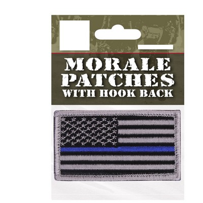 Thin Blue Line Silver/Black U.S. Flag Patches w/ Header Card