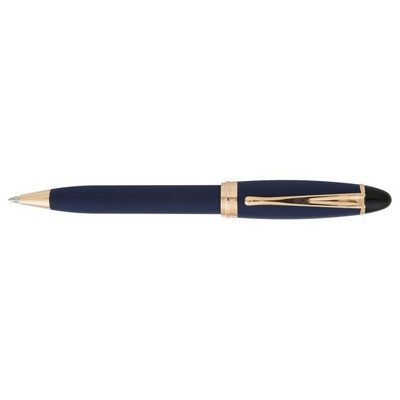 Luxury Line Aurora Ipsilon Satin Blue Rollerball Rose Gold Trim Pen