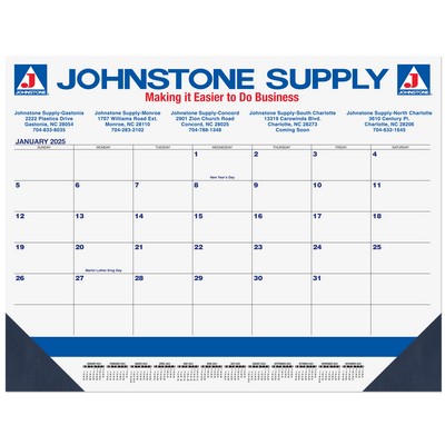 Blue & Black Calendar Desk Pad w/Two Color Imprint (21¾"x17")