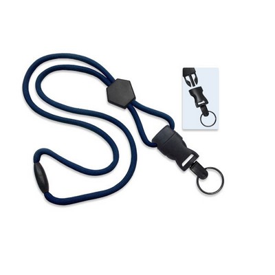 1/4" Blank Detachable Lanyard w/Diamond Slide &amp; Split Ring (Navy Blue)