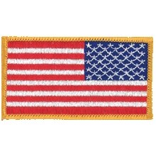 US Flag Patch 3.5" x 2" Emblems (Gold Reverse)