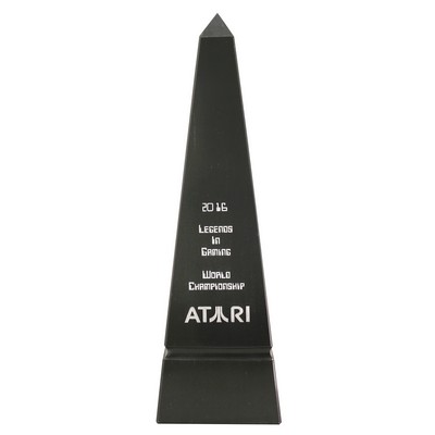 Large Jet Black Grooved Marble Obelisk Pinnacle Award