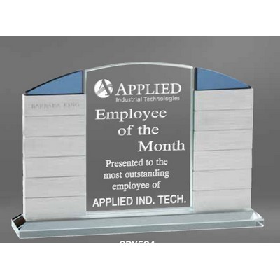 Crystal & Aluminum Perpetual Glass Desk Award