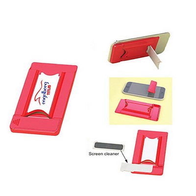 Mobile Stand And Card Holder And Screen Cleaner