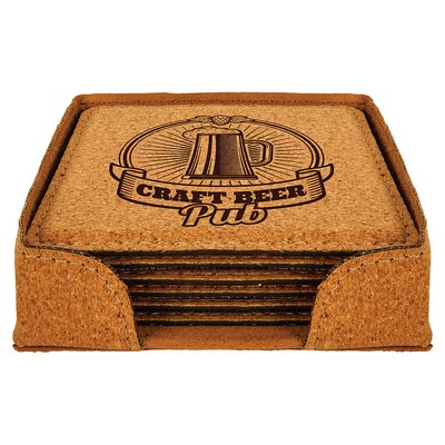 4" x 4" Square Cork 6-Coaster Set