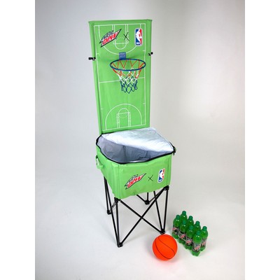 Insulated Folding Beverage Cooler with Basketball Toss Game