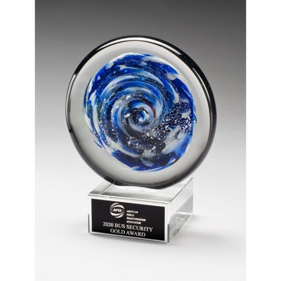 Blue and White Disc Art Glass Award