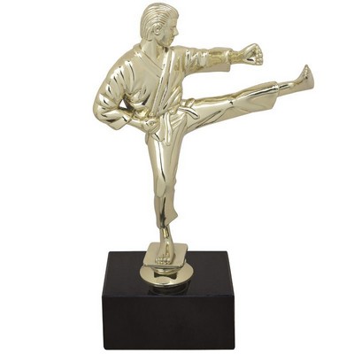 9½" Male Karate Figure Trophy w/Black Marble Base