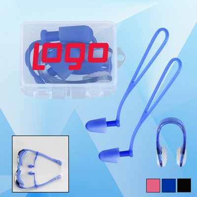 Earplugs In Case w/Silicone String & Nose Clip