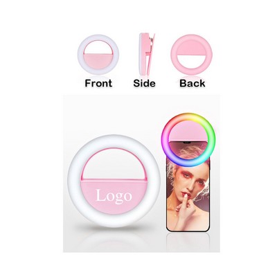 Colorful Adjustable Selfie Clip Ring Light with USB