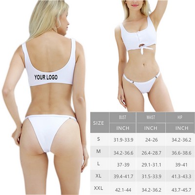 Adjustable Women Bow-tie Buttons Sexy Bikini Swimsuit Set