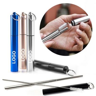 Stainless Steel Folding Straw Set