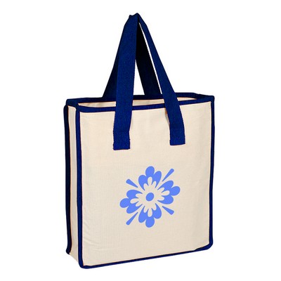 Canvas Shopping Bag with Colored Handles