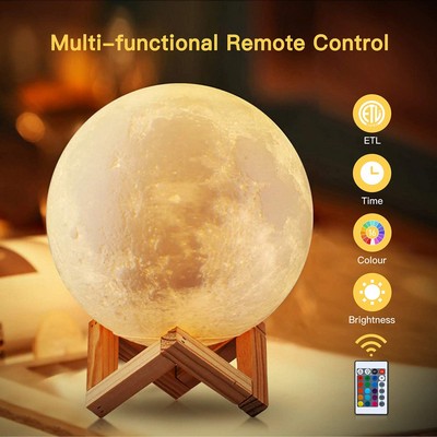 Moon Lamp, 16 Colors 3D Printing LED Night Light with Stand & Remote Control, Dimmable