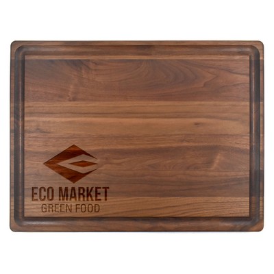 15" x 20" x 1 1/4" Walnut Rectangular Butcher Block with Juice Groove